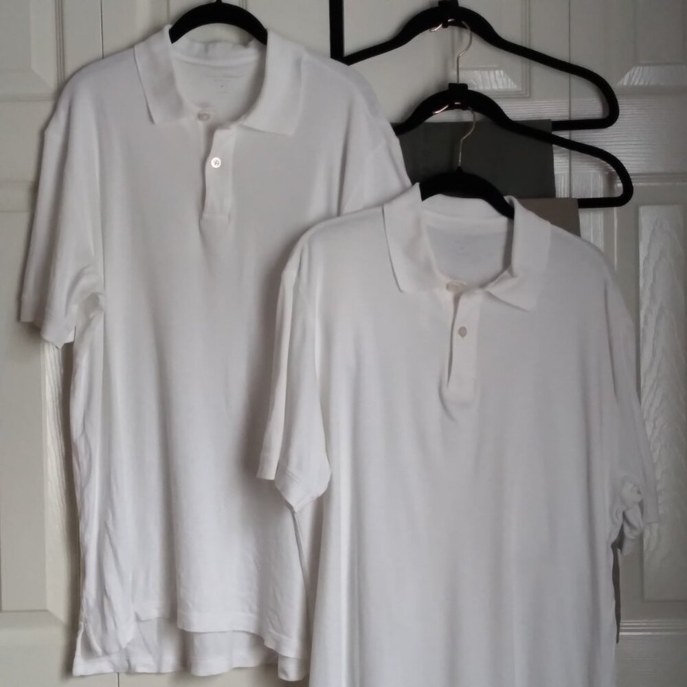 Men's Eddie Bauer White Cotton Polo Shirt Size Medium